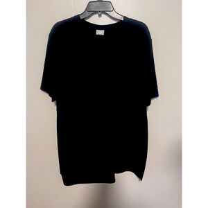 Zara Asymmetrical Top Women’s Large Black ~ Hi Lo Tunic Blouse ~ Short Sleeve
